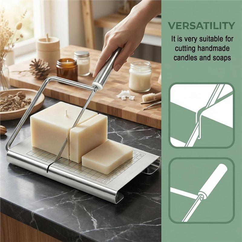 Soap Cutter For Handmade Soap Stainless Steel Soap Cutters With Scale For Soap Making Loaf Slicer,Includes 10 Soap Bags
