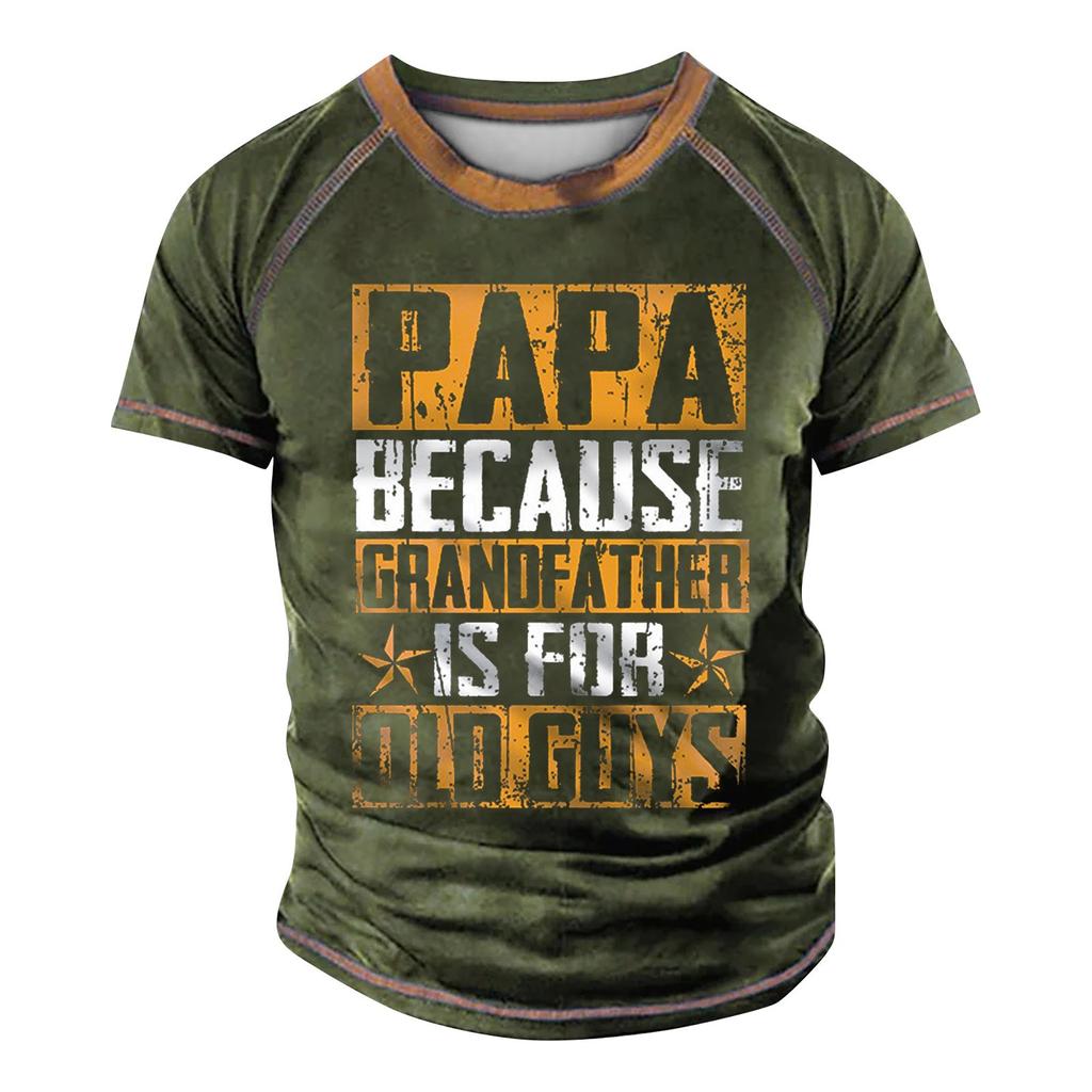 Men's Raglan T-shirt Retro Short Sleeve Round Neck Letter Printing Tops