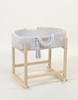 Cesta de Moisés Boho de Algodón Portabebés para Muñecas con Cuna de Madera - Gris Claro