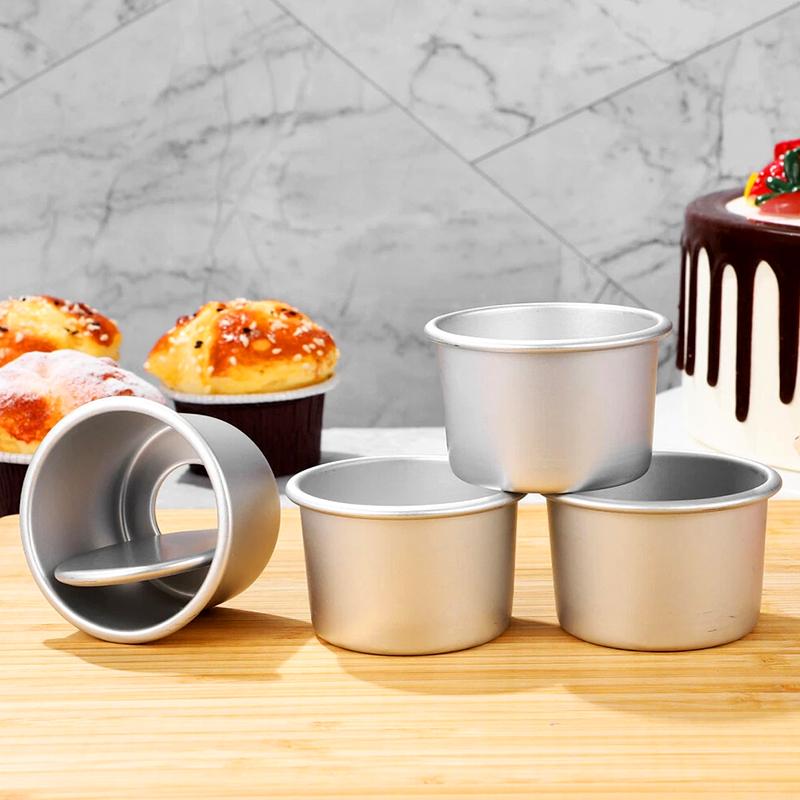 1Pc Aluminum Alloy Round Pork Pie Dish DIY Making Cakes Silver Mini Cake Tins Small Pans Mold