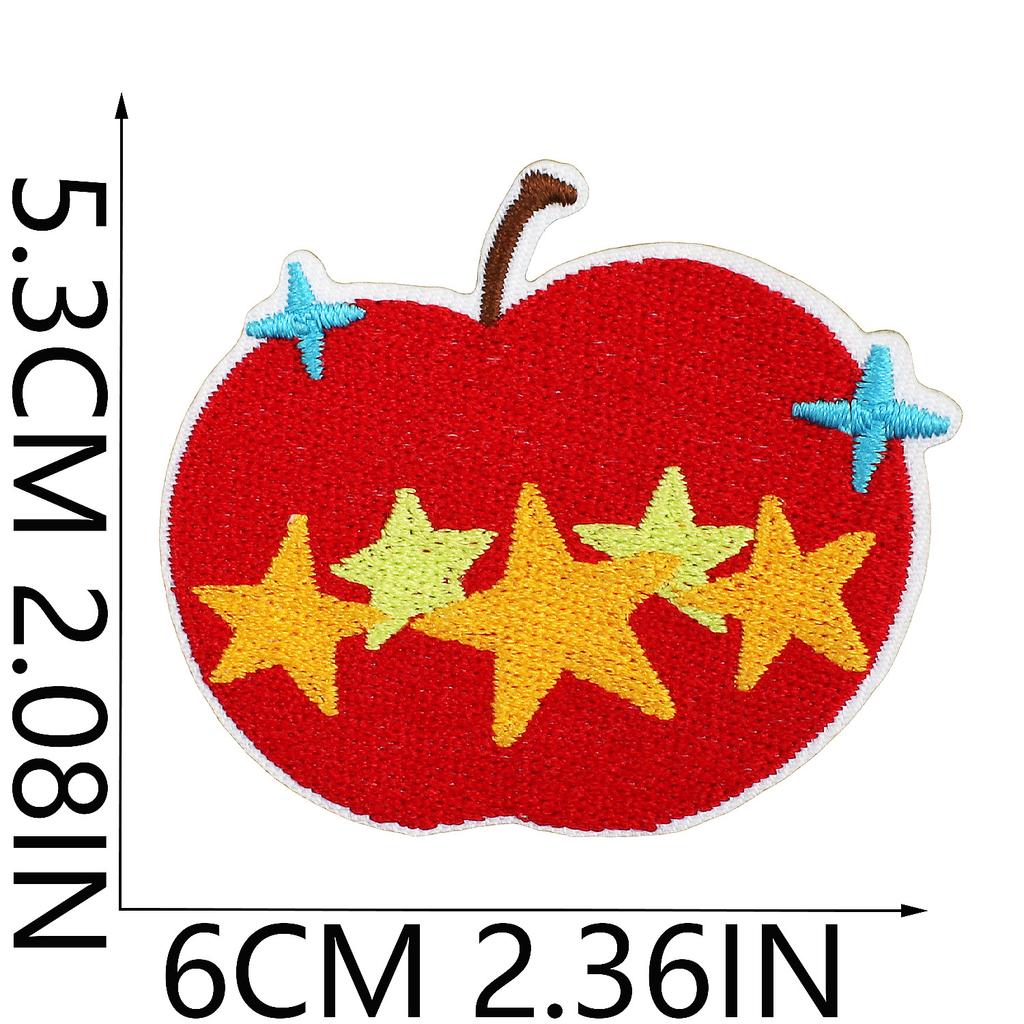 Cartoon Apple Embroidery Cloth Sticker Apple Cake Patch Sticker Children'S Clothes Decoration Stars Apple Embroidery Stamp Boy
