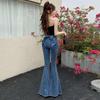 3D Bowknot Denim Pants - Women's High Waist European Style Slim Bell Bottoms for Summer