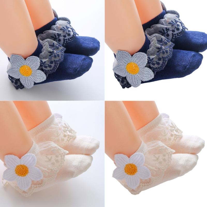 Lace Socks for Baby Toddler Girls Princess Short Socks Embroidery Lace Socks 0-3Year Girl Photo Props Summer Thin Socks