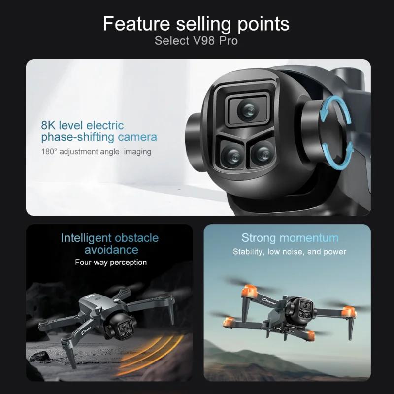 New V98 Drone 8K Aerial HD Profesional Dual-camera Helicopter Optical Flow GPS Positioning Avoidance Bushless Motor Drone