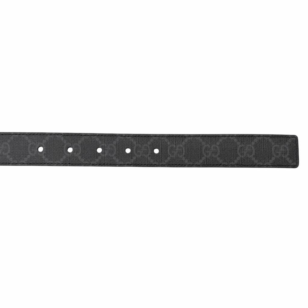 Pristine GUCCI Belt Reversible with Square Buckle Black Leather Mens 771105 Used