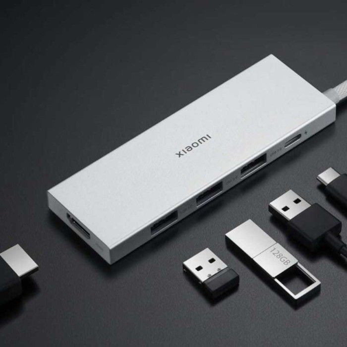 Hub USB-C - Xiaomi - 5 en 1 - 3 ports USB 3.0 - Port HDMI - Charge rapide PD100W