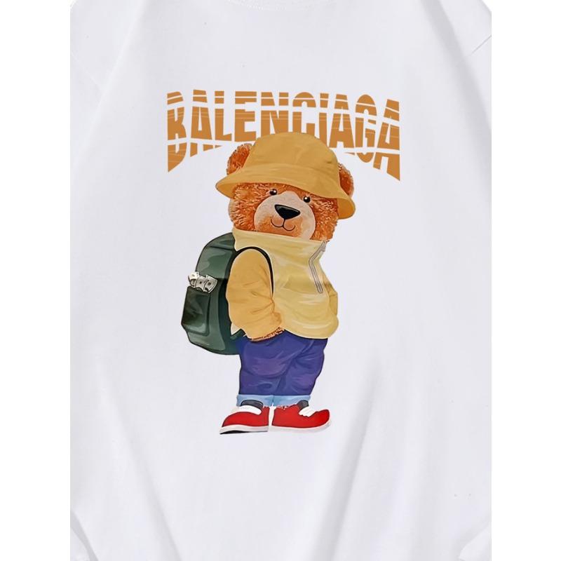 Yellow Hat Bear Autumn Clothing Long Sleeved Pure Cotton New Men's and Women's Top, Spring Inner Layer, Basic Shirt, Round Neck Long Sleeved T-shirt