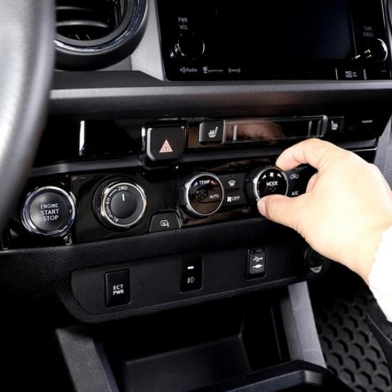 ABS Black Air Condition Knob Panel Trim Cover For Toyota Tacoma 16-23