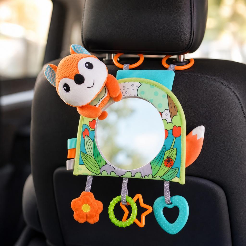 Baby Car Mirror Toy with Hanging Strap - Infant Car Mirror Toy for Self- and