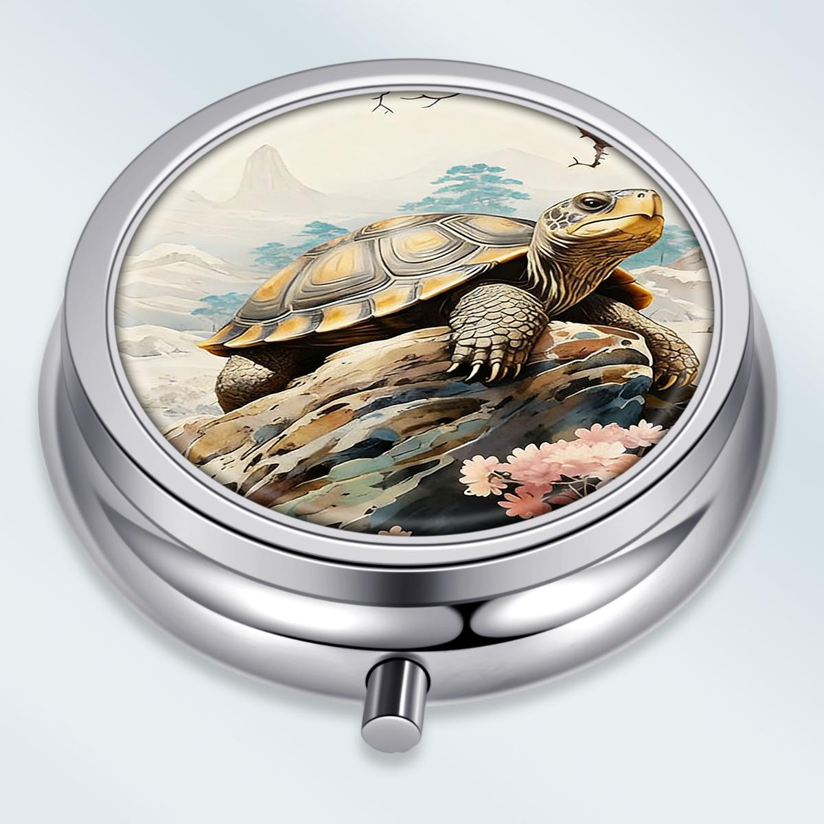 

Portable Pill Box with 3 Compartments, Mini Metal Medicine Organizer Case, Cute Printed Pill Container for Vitamins, Pills, Jewelry, Travel, Daily Use різнокольоровий