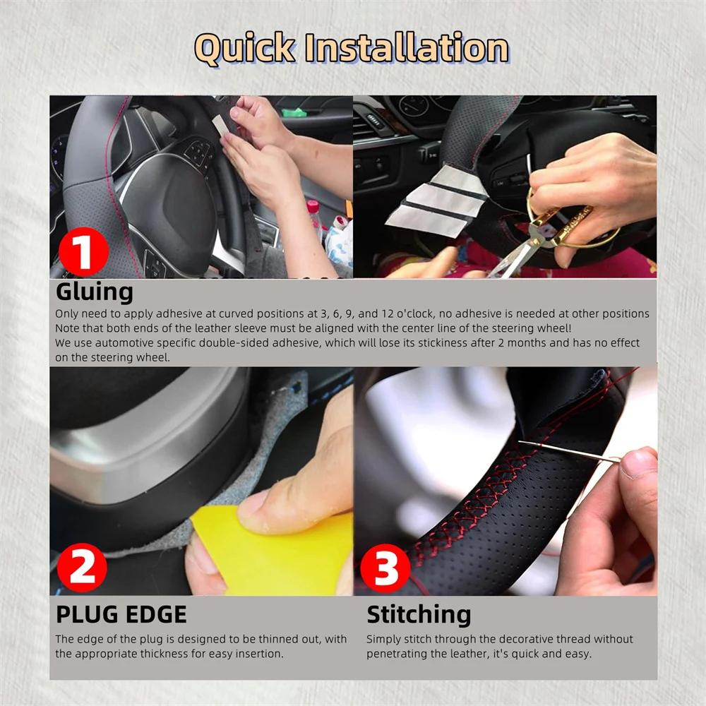 DIY Car Steering Wheel Cover Carbon Fiber Leather For Mercedes-Benz A45 AMG W205 C43 C63S AMG CLA45 CLS63 AMG GLC 43 63 AMG