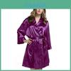 Seiden-Satin-Schlafrobe für Damen, Sommer, Leicht, Kurzer Kimono, Loungewear