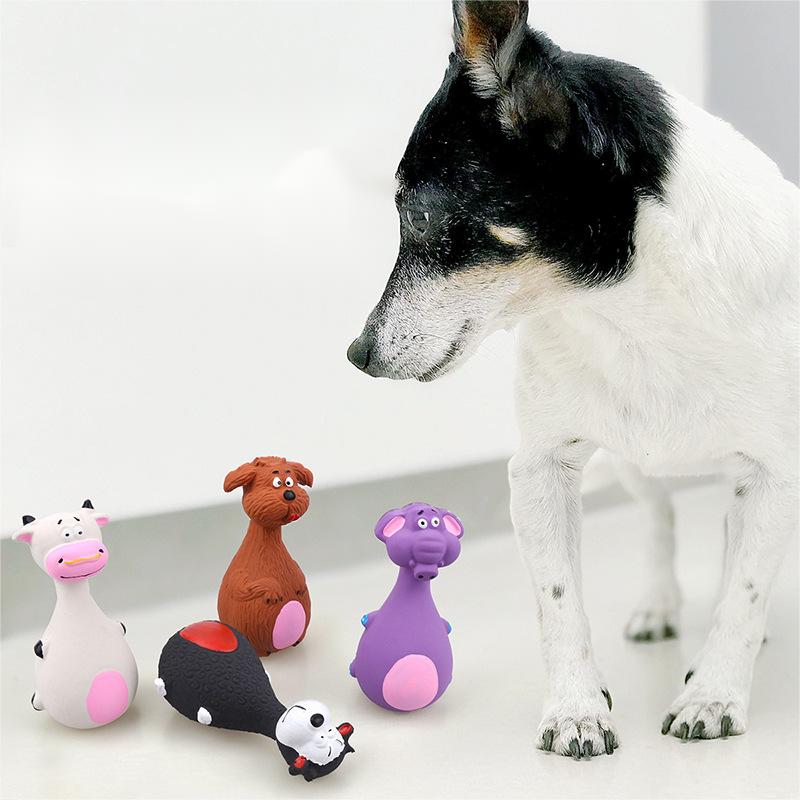 Pet Dog Toys Latex Squeaky Sound Toys Bite-Resistant Puppy Soft Rubber Toy Chew Teeth Cleaning Small Medium Dogs Elephant Cow