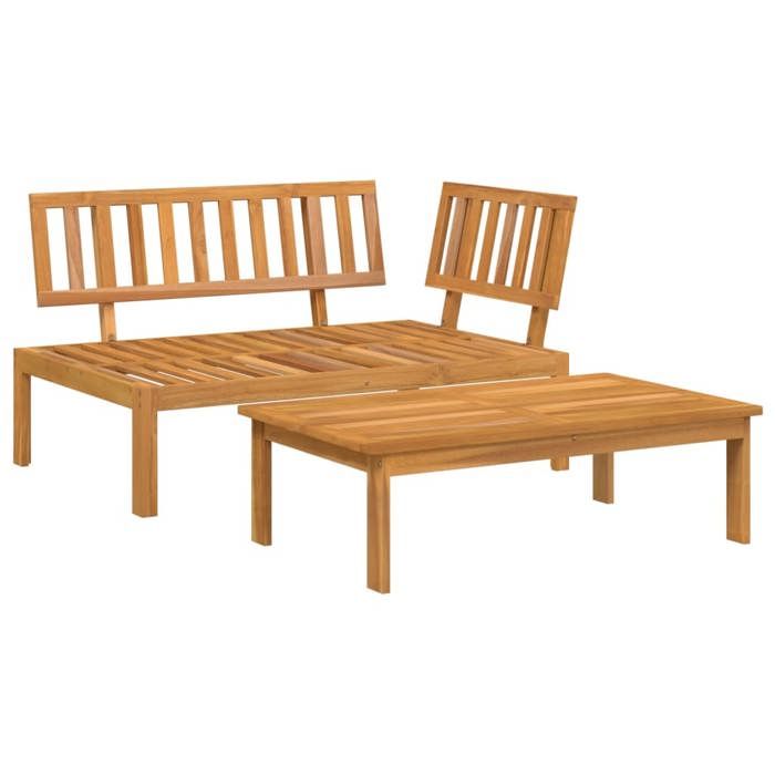 VidaXL Salon de jardin palette 2 pcs bois massif d'acacia, ensemble de table et de chaise de jardin, ensemble de salon de 365848