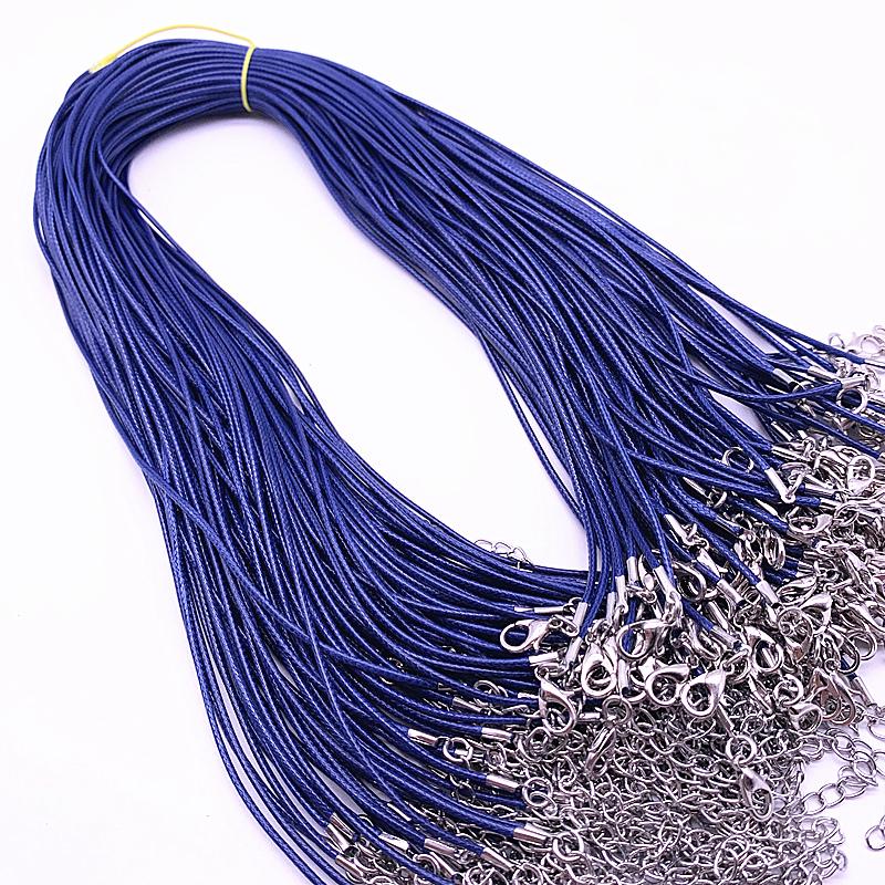 New 10pcs 1.5mm Leather Cord Wax Rope Chain Necklace Extender Chain Lobster Clasp DIY Jewelry Accessories