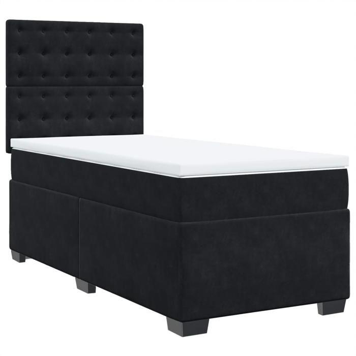 Maison Exclusive - Sommier à lattes de lit avec matelas Noir 100x200 cm Velours