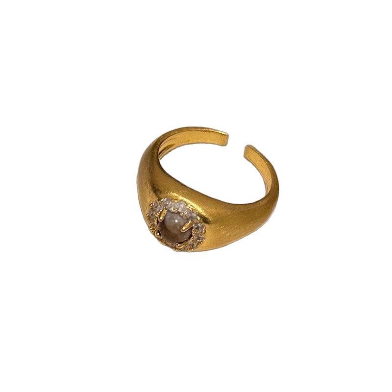 Retro Handmade Tiger Eye Ring: Luxury Stackable, Super Shiny Micro-Paved Jewelry for Women