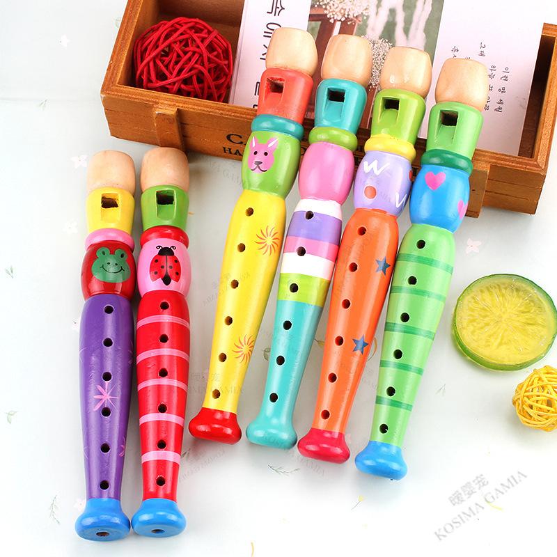 Kid Musical Wooden Flute Toy Instrument 6-Holes Recorder, Early Music Education Wooden Flute Musical for Kids’ Music Learning