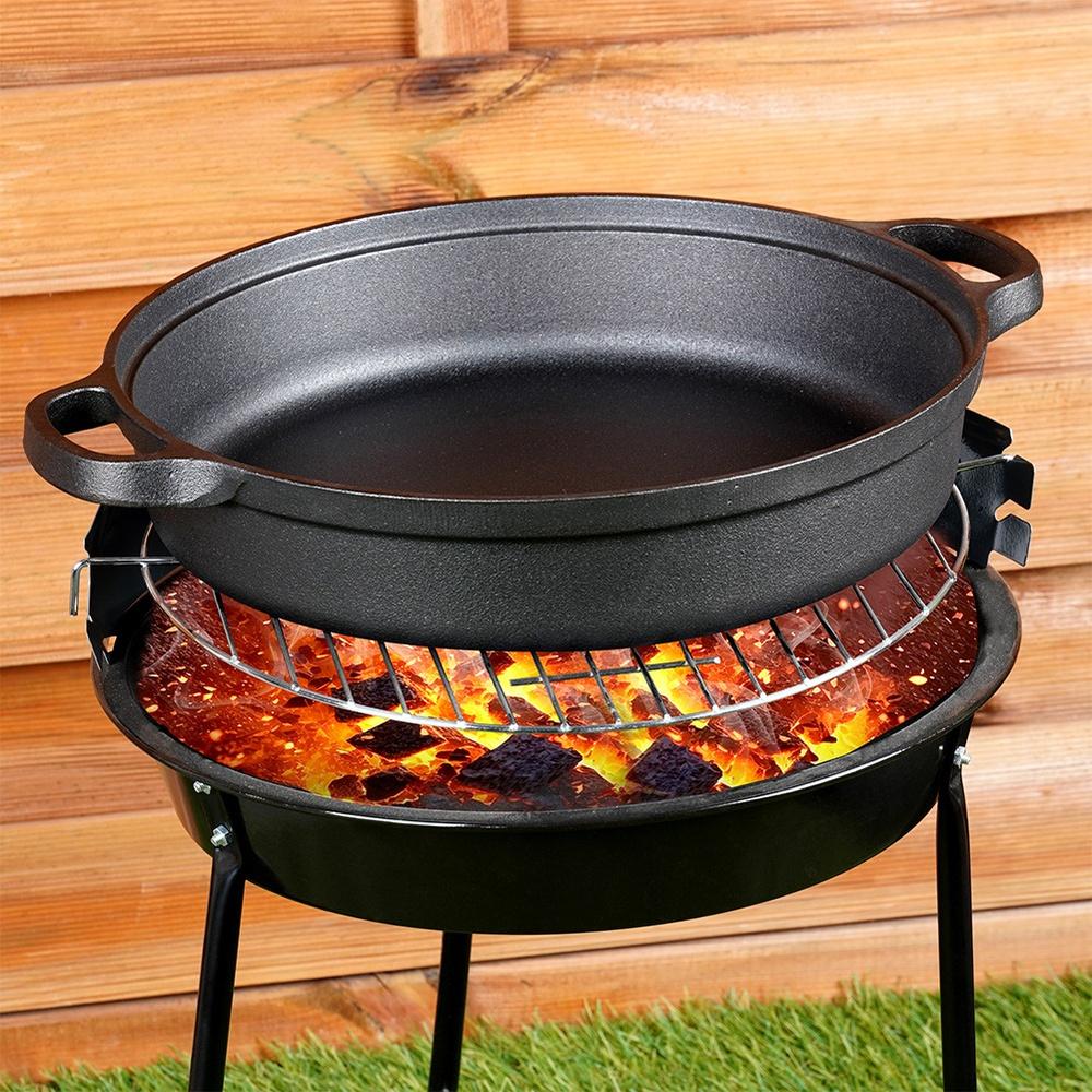 Deep Cast Iron Frying Pan With Glass Lid Cast Line 30 Cm, 3.5 L