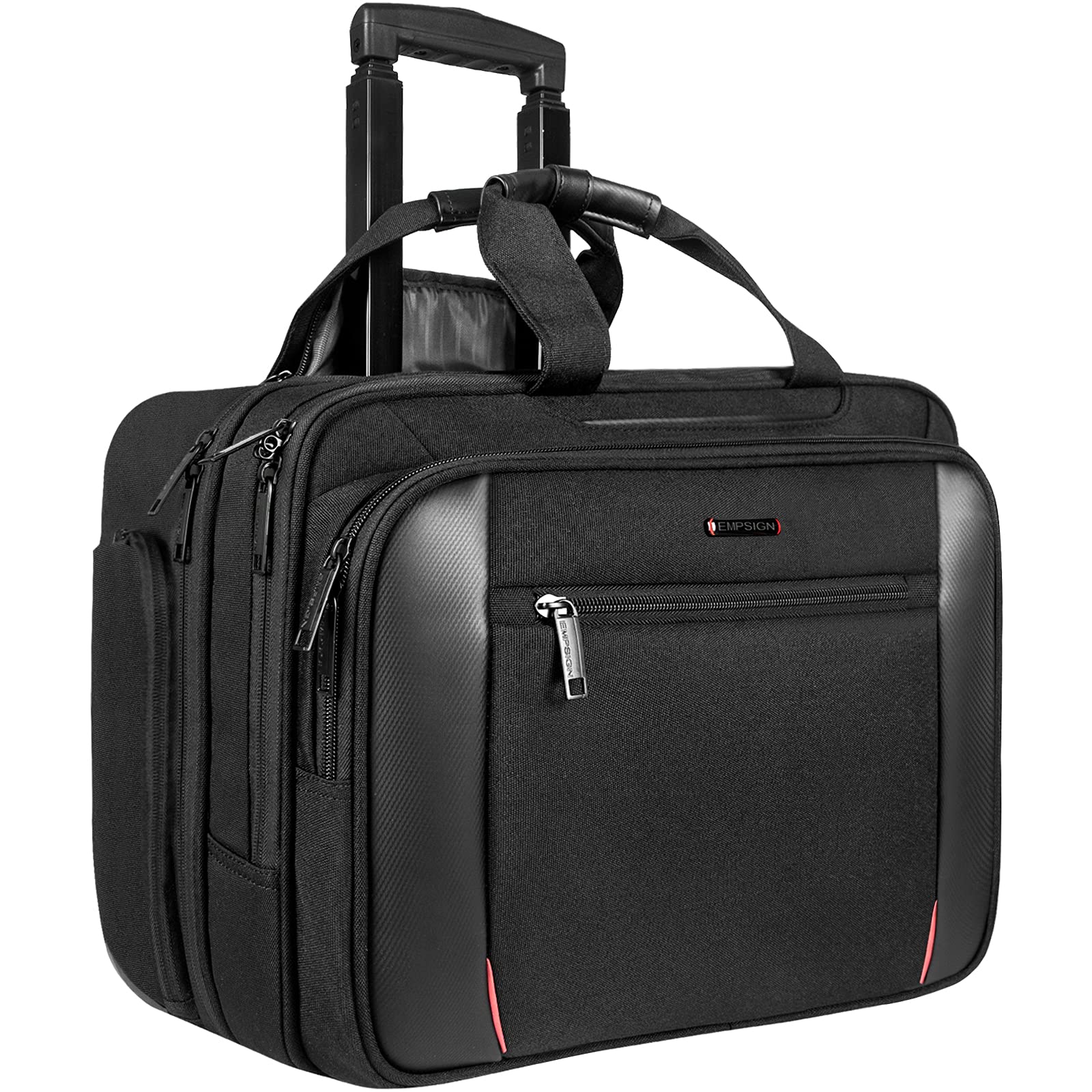 

Carry Business Rolling Laptop Rolling Compatible with inch Skimming Prevention A4 Large PC with Carry with Carry Quiet Business Black [EMPSIGN] Case, чорний