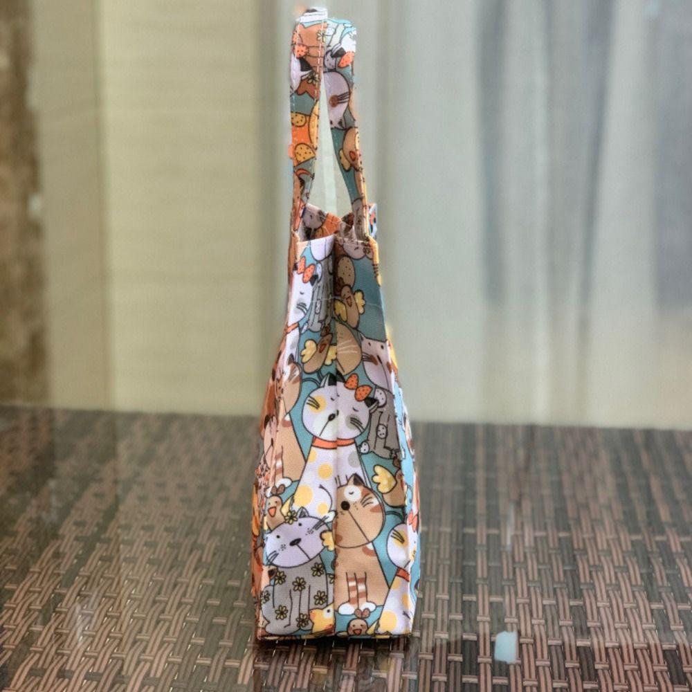 Cute Print Water Bottle Holder Oxford Insulated Cup Holder Portable Water Bottle Handbag