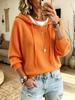 2026 Women's European & American Knit Hooded Drawstring Long Sleeve Loose Sweater Outerwear