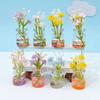 5Pcs Super Bright Luminous Vase Simulated Flowers Ins Style Creative Car Interior Center Console Desktop Glass Ornaments