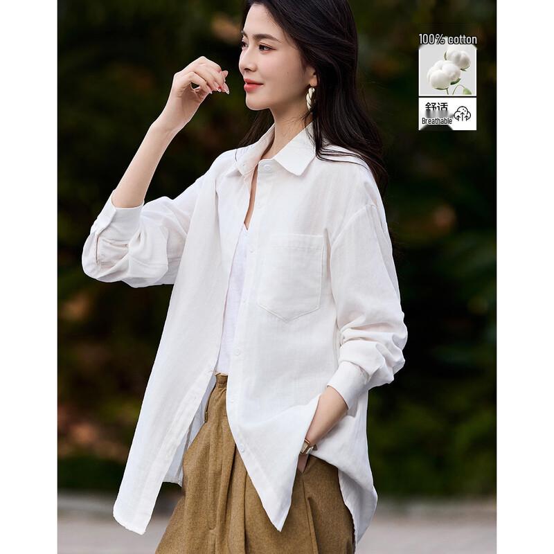 Женская рубашка Demana из чистого хлопка, свободного кроя, с отложным воротником M