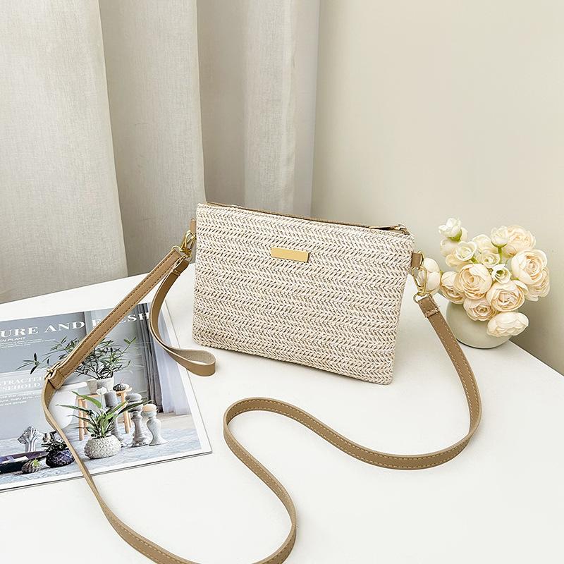 Bolso de nicho para mujer, nuevo bolso cruzado de hombro tejido, bolso de paja a la moda