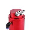 Universal Aluminum Car Auto Oil Catch Tank Breather Can Reservoir Red Round 10 & 15mm Fittings
