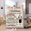 1pc Spanish Grandma & Grandson Name/Message Flannel Blanket - Quilted All-Season Soft Warm Throw, -Tear Gift for Grandkids, Bed,