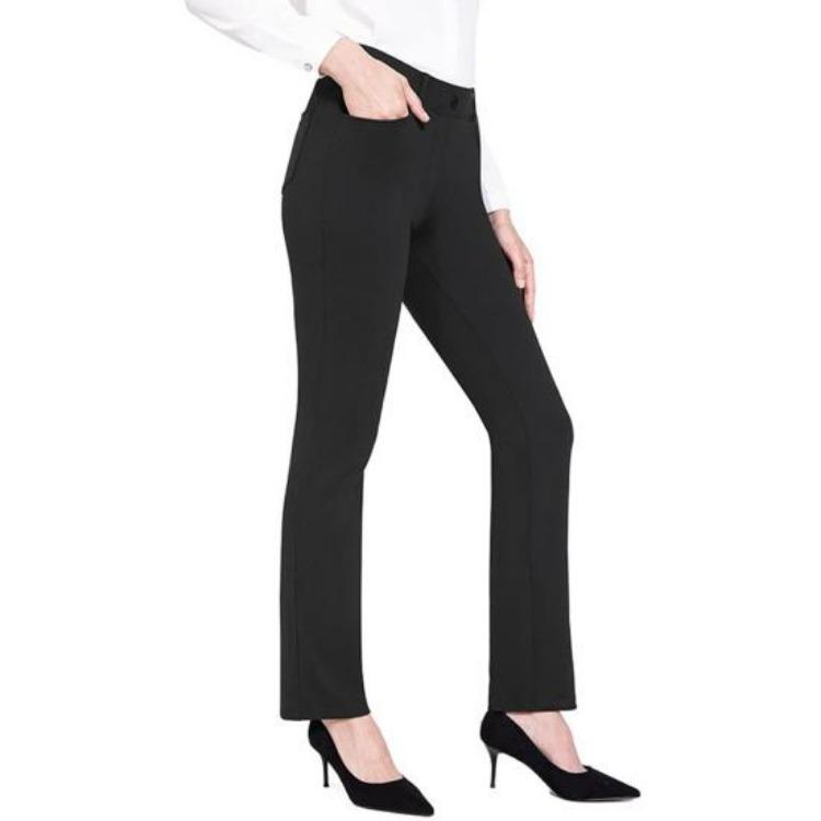 Elastische High-Waist-Schlaghose für Damen, einfarbig, leichte Freizeit Hose mit Taschen