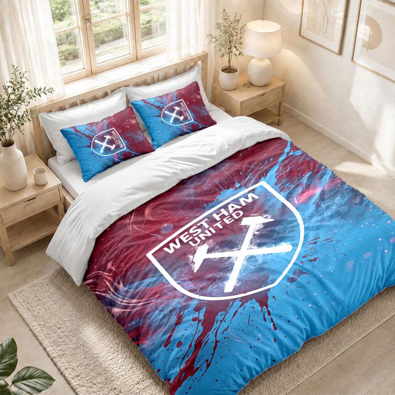 Ensemble de literie 1 housse de couette 2 taies d'oreiller West Ham United Impression de football Chambre Décoration de maison