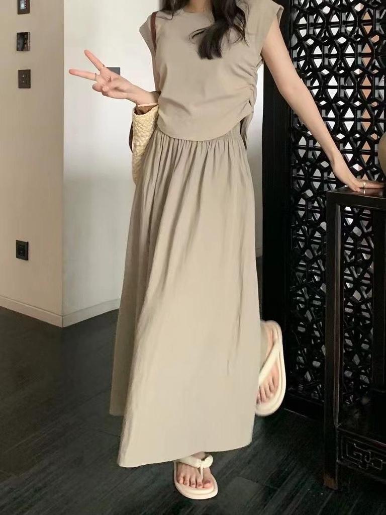 Yamamoto High-Waisted Pleated Long Skirt - Slimming Japanese Casual Summer Style