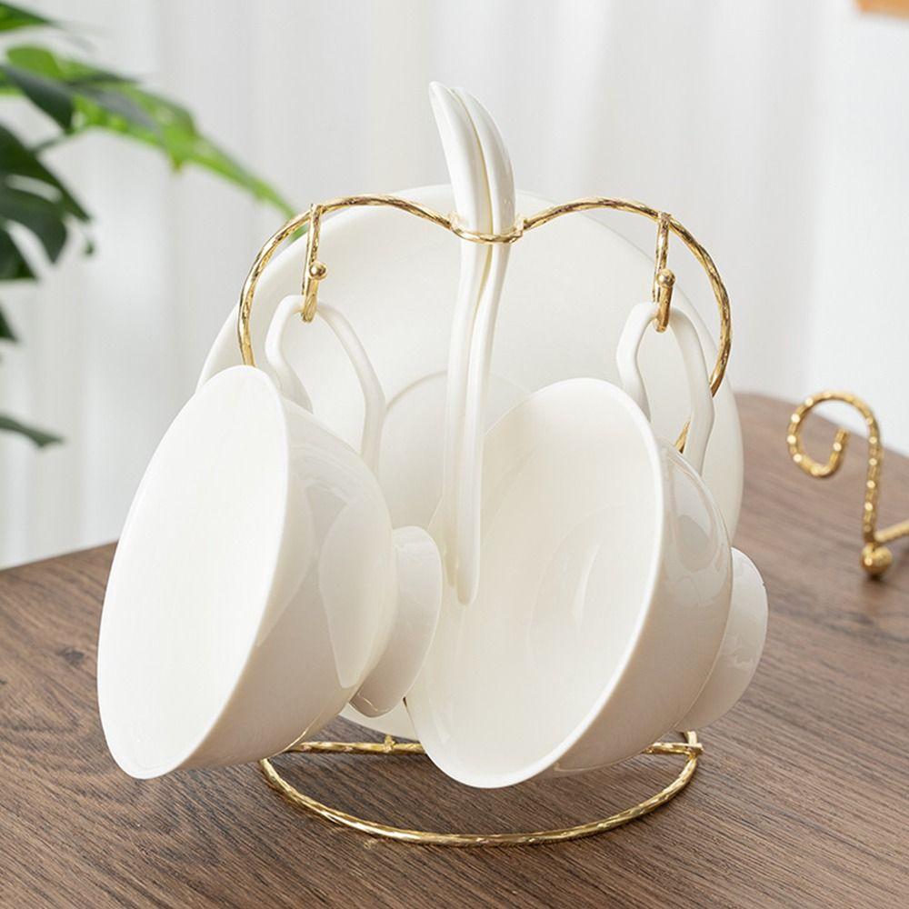 Decorative Cup and Saucer Display Stand Metal Saucer Holder Kitchen Cup Organizer  Home Kitchen
