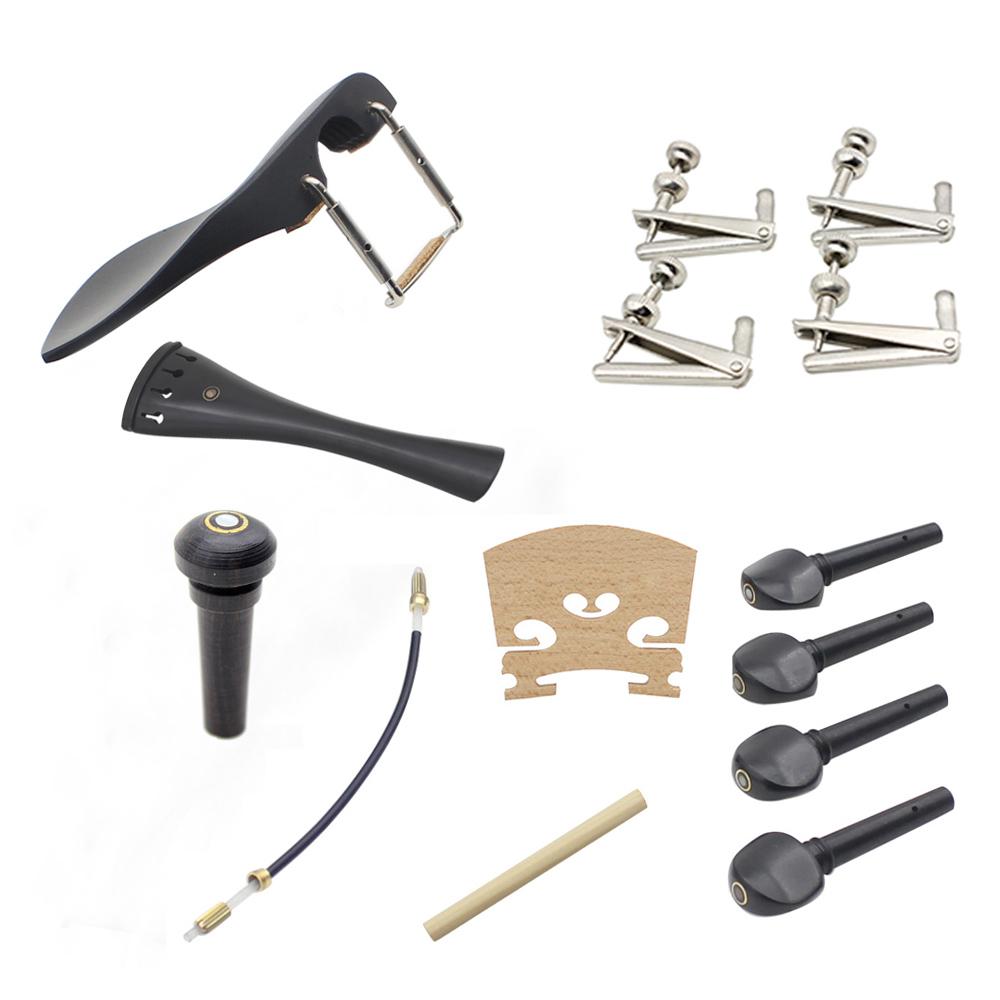 15pcs 4 4 Violin Fiddle Parts Accessories Including Tailpiece + Tail Gut + End Button + Chin Rest + Chin Rest Screw +