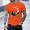 Men's Summer Fashionable Casual Loose Plus Size Landing Moon Pattern Printed Sports Round Neck Short Sleeved T-shirt