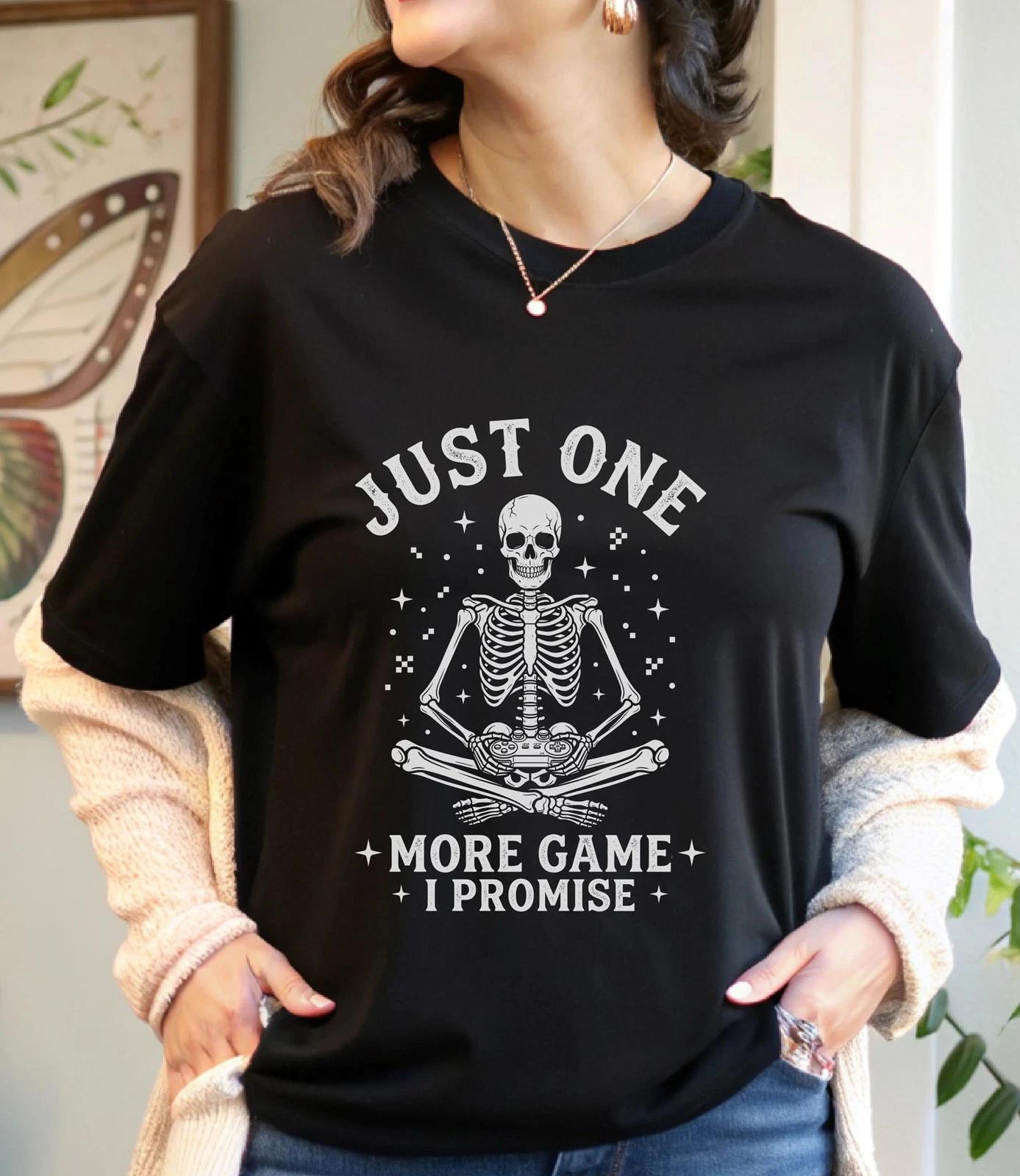 Gamer Skeleton T-Shirt, Just One More Game I Promise, Funny Gaming Tee, Video L