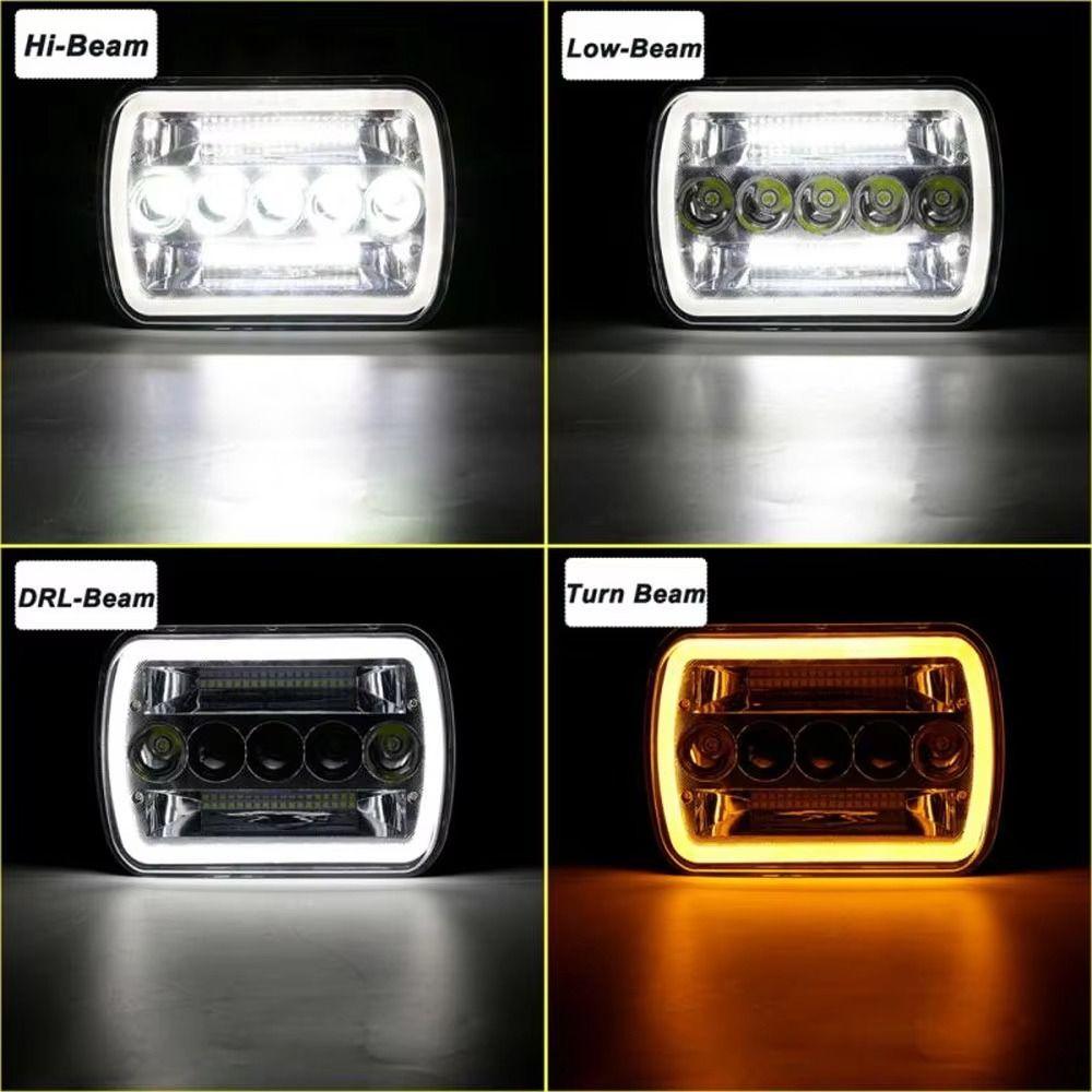 Amber DRL Led Headlights Square Design Headlight Assembly Automotive Headlamp  Automotive Lighting