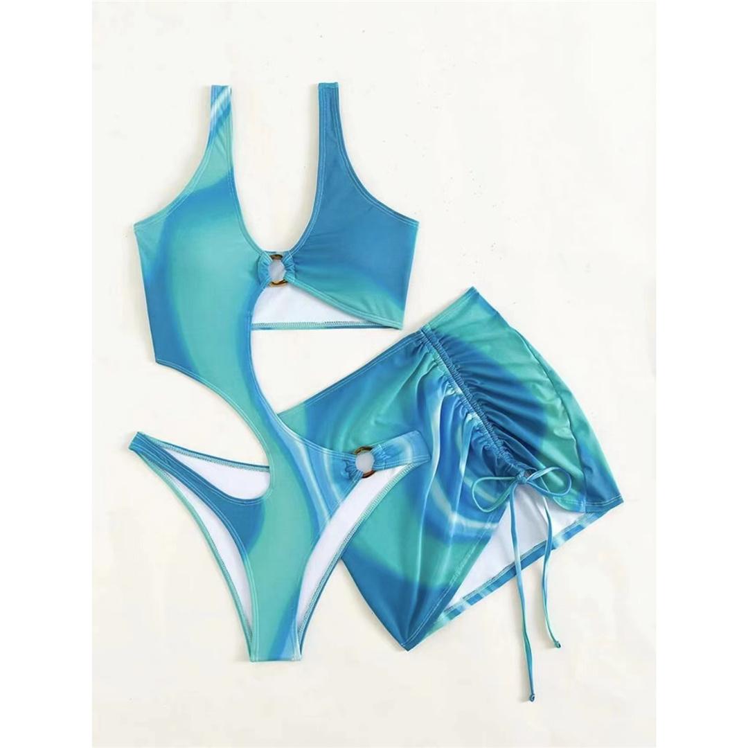 

С юбкой, сексуальный асимметричный вырез, цельный купальник, женский купальный костюм с мягкой подкладкой, купальный костюм, женский купальный костюм S синий