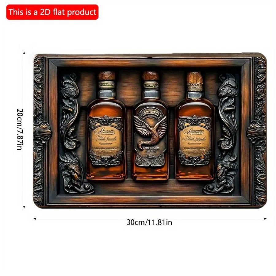 2d Flat 30*20cm, Whiskey Wooden Decorative Plaque Sign, Square Floral Emblem, Boho Style, for Home, Kitchen, Garden, Bedroom, Bar.