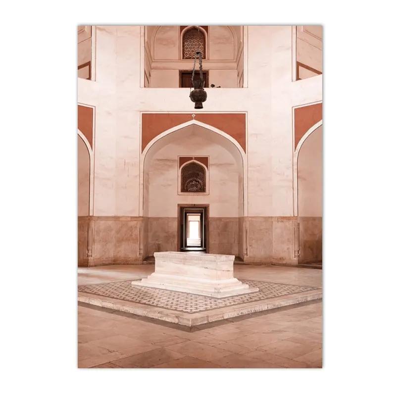 

Марокко Картина на холсте Мечеть Фонтан Коридор Арки Плакаты Исламская арабская каллиграфия Настенная живопись Печать Гостиная Домашний декор 21x30cm No Framed