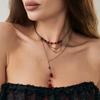 Dark Gothic Imitation Crystal Blood Drop Pendant Tassel Chain Multi-layer Choker Necklace for Women Hallowmas Party Jewelry Gift