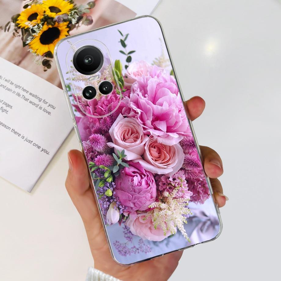 For Oppo Reno10 Pro Case Reno 10 5G Cover Soft TPU Black Silcione Bumper Coque For Reno 10pro Global Funads Women Fashion Print