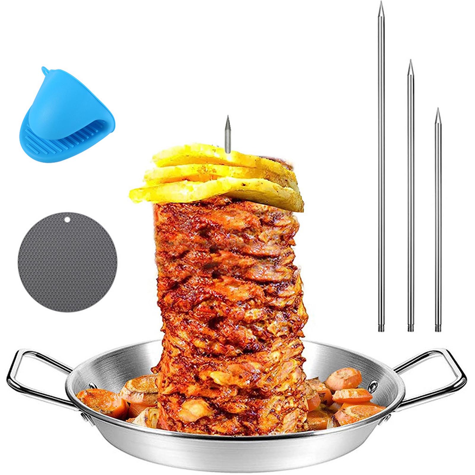 Vertical Screw Skewer Grill Easy Cooking With Vertical Skewer Pan Vertical Meat Skewer Kebab Stand
