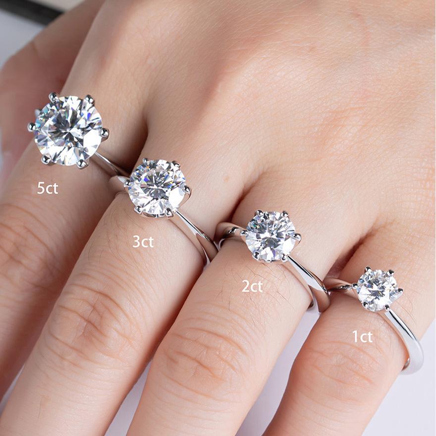925 Silver Simple Engagement Wedding Rings for Women Fashion 1CT/2CT/ 3CT Cubic Zirconia Ring Bridal Jewelry Gift