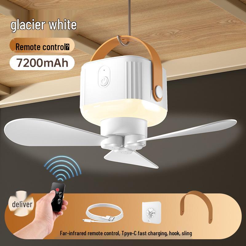 Portable Multi-Functional Ceiling Fan: Rechargeable & Remote-Controlled, Ideal for Camping & Wall/Desktop Mounting