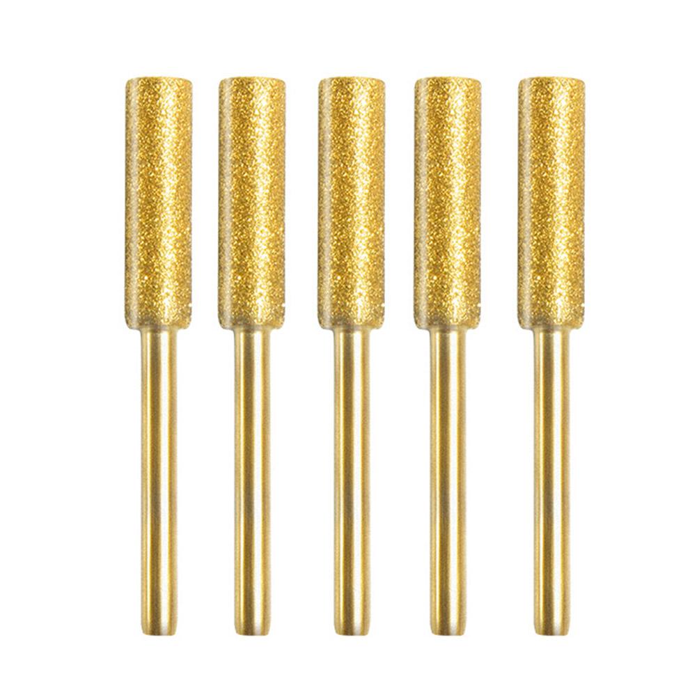 5Pcs Diamond Coated Cylindrical Burr Grind Bit Sharpening Saw Chains 4.0/4.8/5.5mm Emery Grinding Head For Chainsaw Sharpen Y2D0