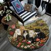 Cats In a Garden Round Area Rug,Carpet Rug for Living Room Bedroom Sofa Playroom Decor,Non-slip Floor Mat