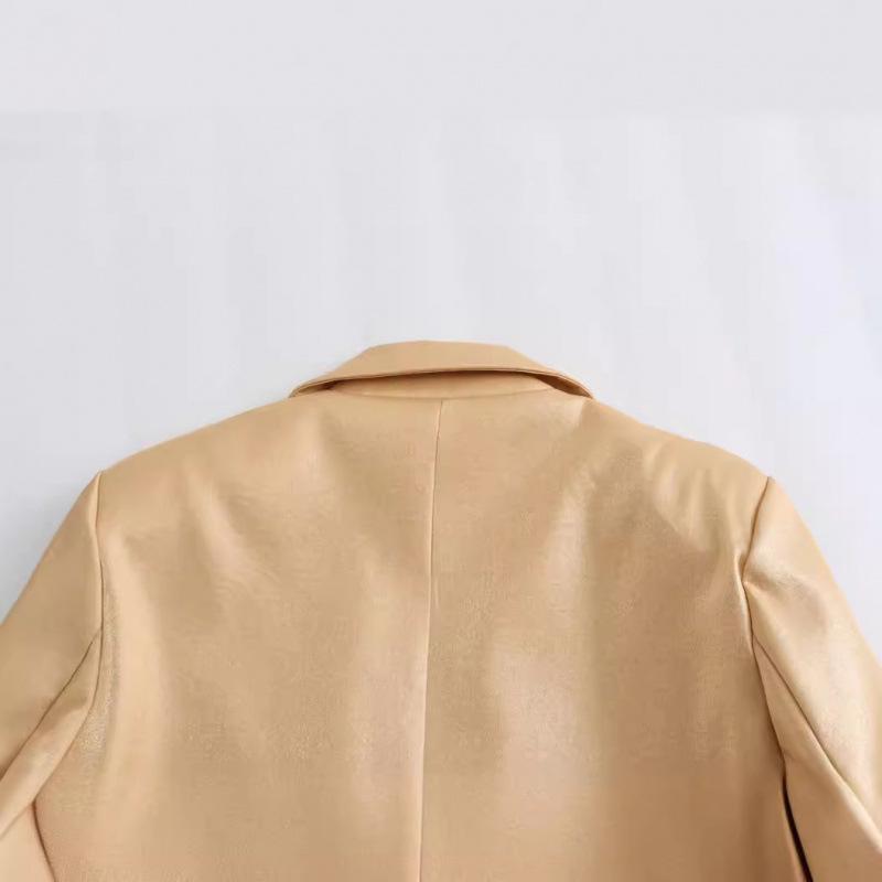 Evropsko-americké retro dámské sako s kovovým povrchem a rovným střihem